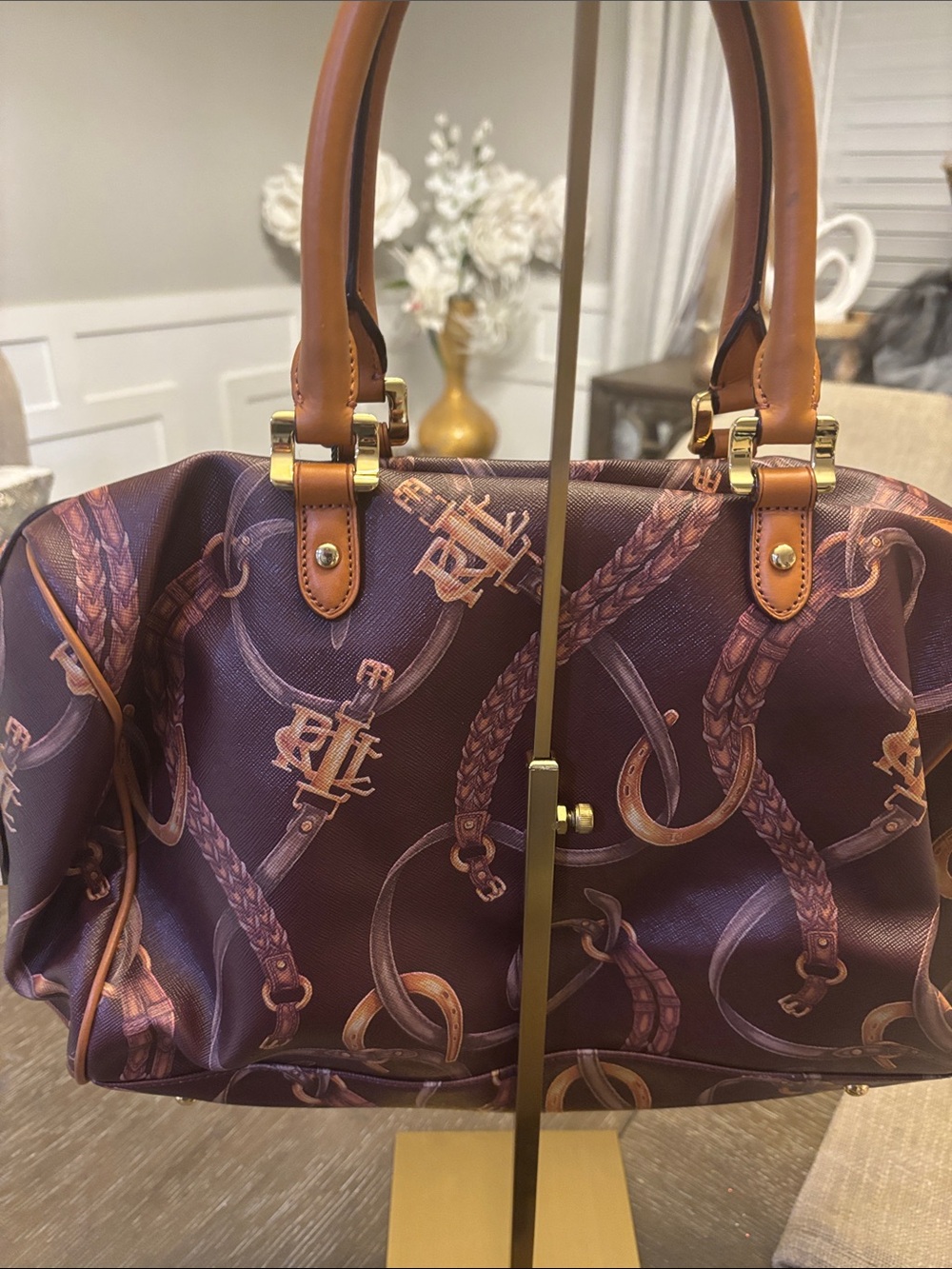Ralph Lauren Satchel with Tan Leather Trim - Picture 8 of 8